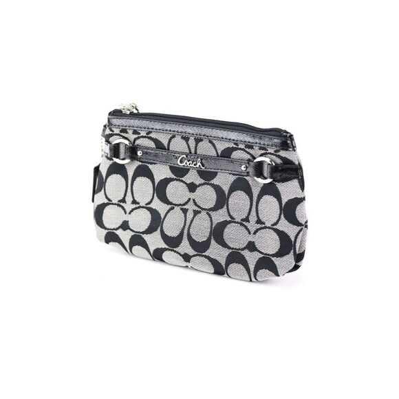 NWT Coach Gallery Signature Wristlet Cosmetic Organizer Black White - Picture 5 of 9
